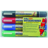 Artline Dual Nib Bullet and Chisel Points Whiteboard Markers - Wallet of 4