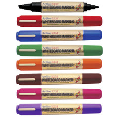 Artline Dual Nib  Bullet and Chisel Point Whiteboard Markers - Wallet of 8